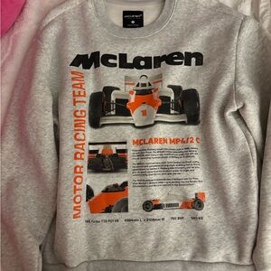 Hollister Gray and Orange Sweatshirt with Technical Design